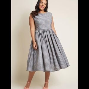 Modcloth Fabulous Fit and Flare Dress in Gray Rainbow